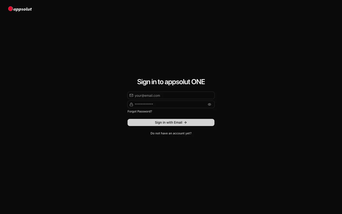 The Studio's sign-in page with the email address and password fields