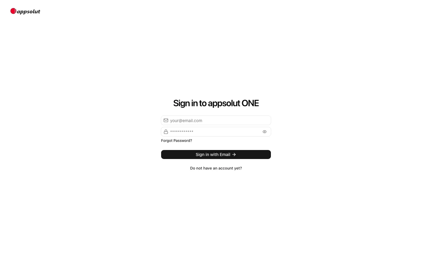 The Studio's sign-in page with the email address and password fields